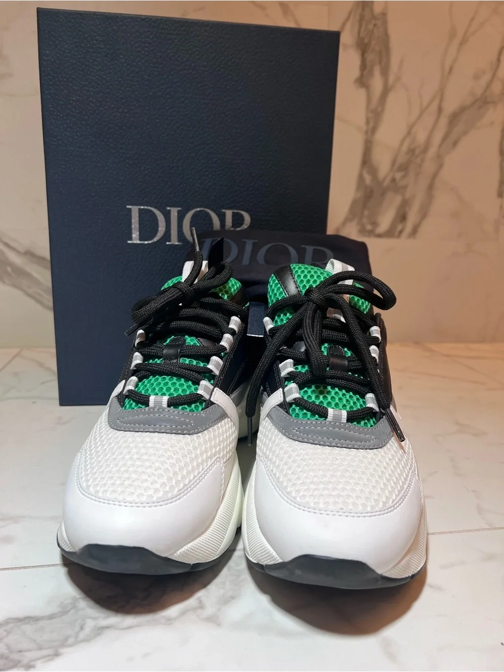 Dior White, Green & Black Men's Sport Sneakers